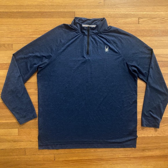 Spyder Active Quarter Zip Pullover Mens XL Blue Long Sleeve Performance ProW-B - Picture 1 of 12